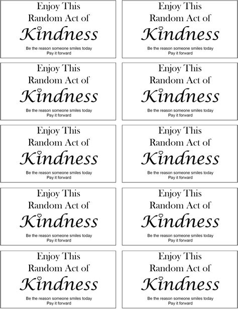Random Acts Of Kindness Printable Tags